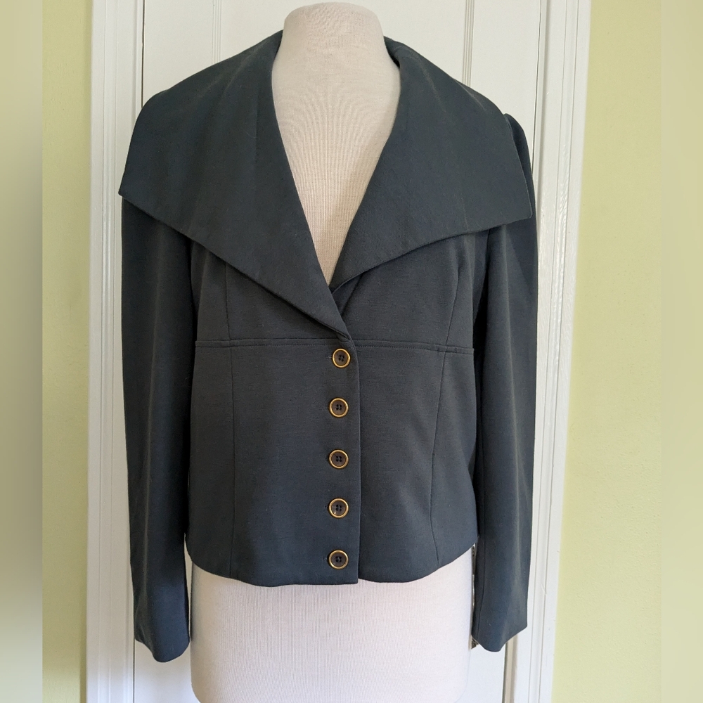 Ponte Knit Shawl Collar Blazer Jacket Slate Grey Women’s Sz Large